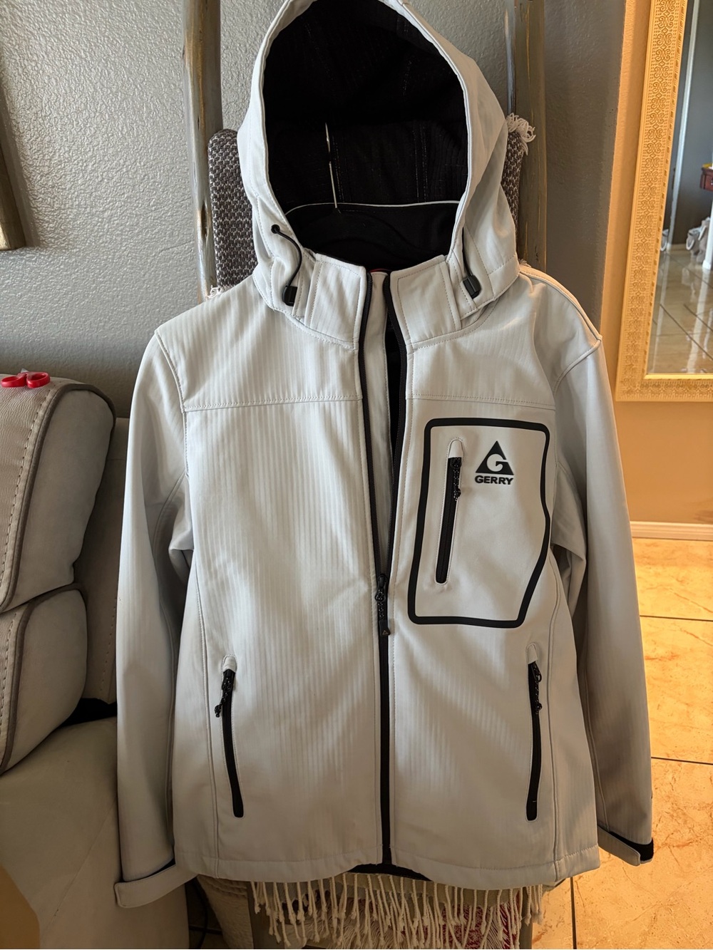 Gerry Weber Light Gray Hooded Softshell with Black Trim